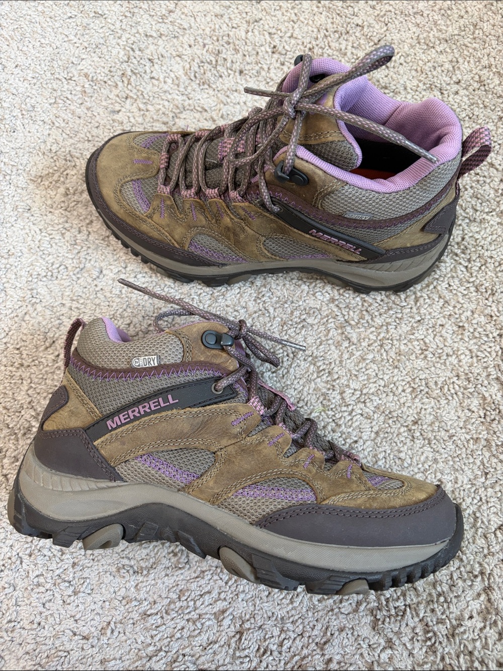 Merrell Salida Women's Brown Purple Waterproof Lace-Up Hiking Boots Leather 7